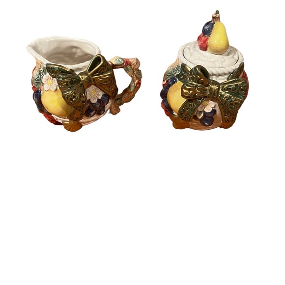 Omnibus by Fitz and Floyd plate, platter, cream and sugar - Picture 8 of 13